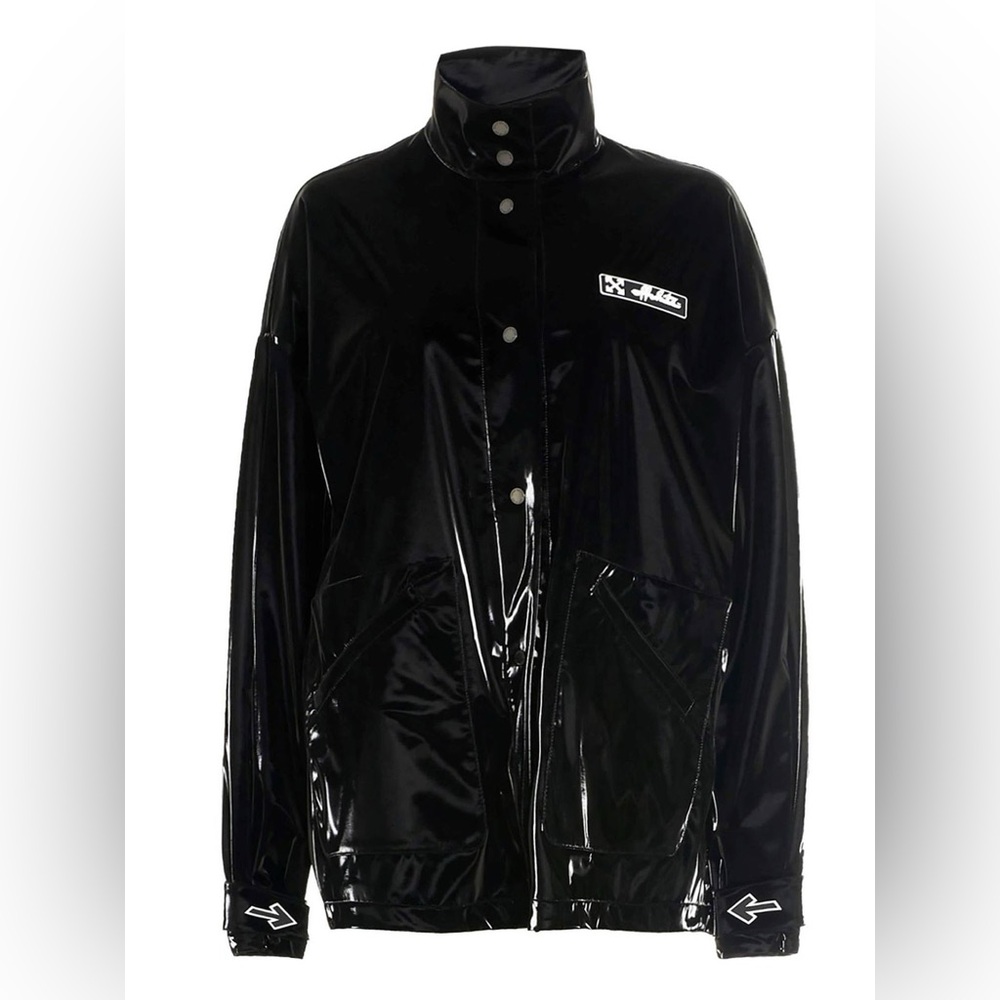 Authentic Off White Glossy Rain Jacket Size L